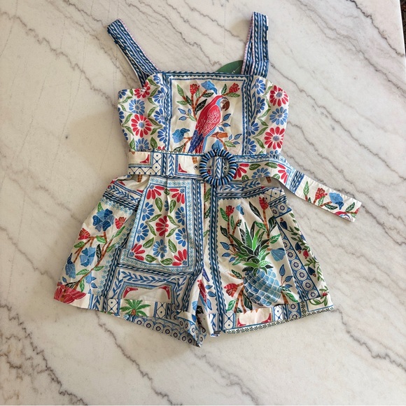 FARM Rio Pants - FARM Rio Multicolor Tropical Parrot Print Romper
